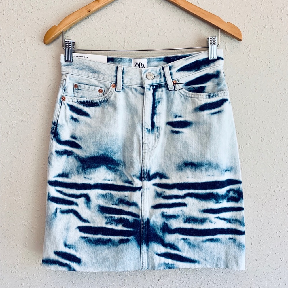 Zara Denim Women’s Mini Skirt In Tie-Dye Size Small NWT - Picture 4 of 8